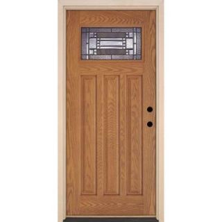 Feather River Doors 37.5 in. x 81.625 in. Preston Patina Craftsman Lite Stained Light Oak Fiberglass Prehung Front Door A43390