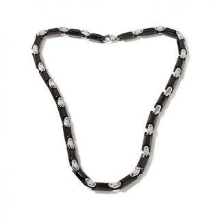 Men's Stainless Steel Black and White Link Necklace   7771328
