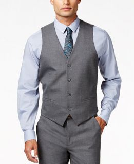 Alfani Mens Traveler Grey Solid Slim Fit Vest, Only at   Suits