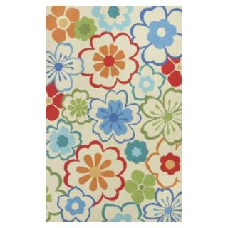 Kas Rugs Flowers at Play Ivory/Blue 2 ft. 3 in. x 3 ft. 9 in. Area Rug SOE202827X45