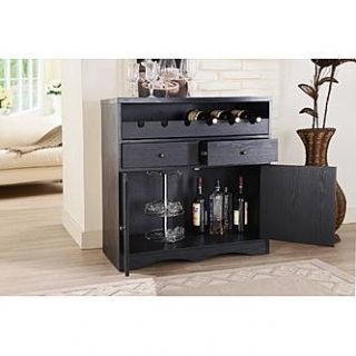 Furniture of America Prestan Black Dry Bar and Wine Cabinet   Home
