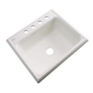Thermocast Wentworth Drop In Acrylic 25 in. 4 Hole Single Bowl Kitchen Sink in Almond 27402