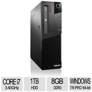 Lenovo ThinkCentre M93p 10A90014US Desktop PC   Intel Core i7, 8GB Memory, 1TB HDD, Windows 7/8 Pro 64 bit