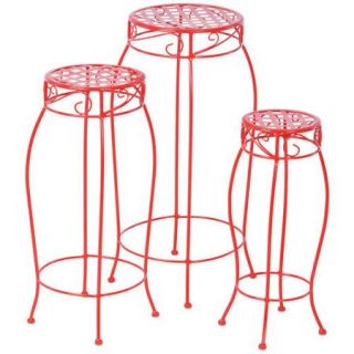 3 Pc Martini Plant Stand Set in Cherry Pie Red Finish