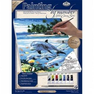 Royal & Langnickel PCS13 Painting by Numbers 9 x 12 Artist Canvas Series Set Dolphin Island