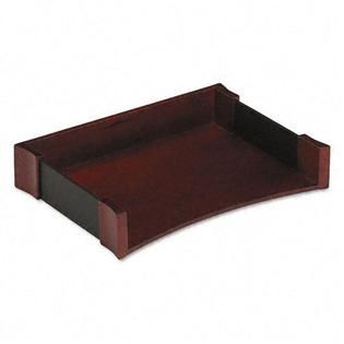 Rolodex Letter Tray, Leather/Wood, Mahogany   Office Supplies   Desk