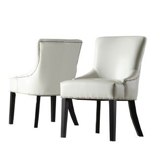 Oxford Creek  White Faux Leather Chairs (Set of 2)