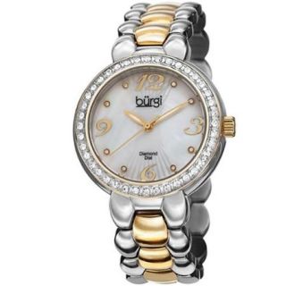 Burgi Women's Swiss Quartz Diamond MOP Stainless Steel Bracelet Watch