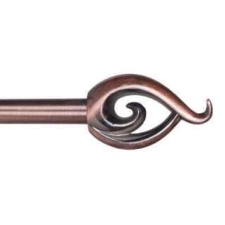Lavish Home 48 in.   86 in. Telescoping 3/4 in. Curtain Rod in Antique Copper with Flame Finial 63 19509 CO