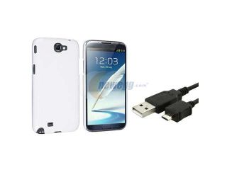 Insten White Hard Phone case Cover + USB Data Sync Cable For Samsung Galaxy Note II N7100