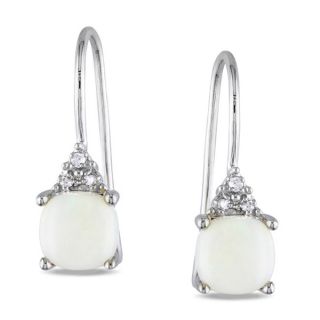 Miadora 10k White Gold Opal and Diamond Earrings   Shopping