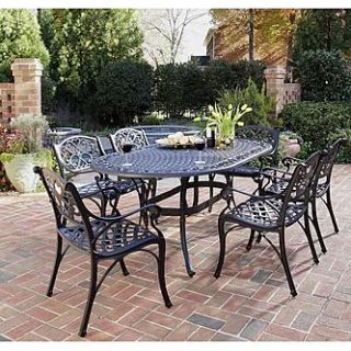 Home Styles Biscayne Black 7PC Dining Set with Arm Chairs   Outdoor