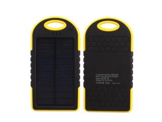 5000 mah Dual USB Waterproof Solar Power Bank Battery Charger for Cell Phone Yellow Color