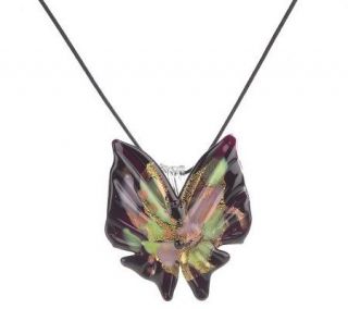 Venetiaurum Murano Glass Butterfly Pendant with 18 Cord —
