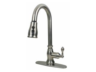 Ultra Faucets UF12103 Single Handle Stainless Steel Kitchen Faucet With Pull Dow