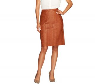 George Simonton Faux Leather Skirt with Pleat Detail & Back Elastic —