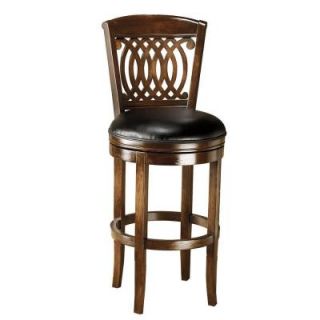 Hillsdale Furniture Vienna 24 in. Swivel Counter Stool with Black Leather Seat in Rich Brown Tobacco 60955