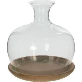 Pride Garden Products Vidro 9 in. Dia x 9 in. H Glass Terrarium with Brown Basalt Saucer in Color Box 72302HD