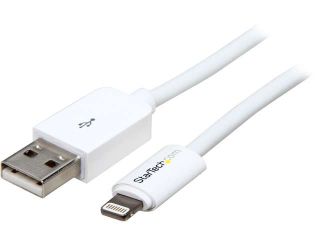 StarTech USBLT3MW White 3m (10ft) Long White Apple 8 pin Lightning Connector to USB Cable for iPhone / iPod / iPad