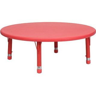 Adjustable Height Round Plastic Activity Table 45&quot;, Red