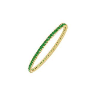 LBJ L5023906BR May Birthstone Emerald Eternity Bangle Bracelet In 18K Yellow Gold Over Sterling Silver 2 Ct Tgw