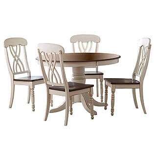 Oxford Creek 5pcs Antique White Round Dining Table Set   Home