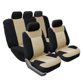 FH Group Beige Airbag Compatible Sports Car Seat Covers (Full Set)