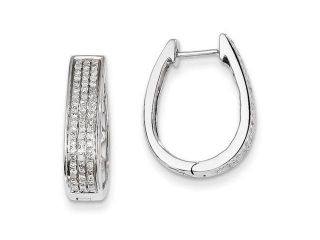 14K White Gold Diamond Large Hinged Oval Hoop Earrings. Carat Wt  0.43ct (0.4IN Long)