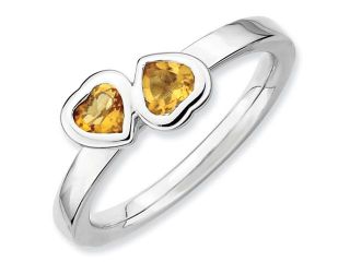 Sterling Silver Stackable Expressions Citrine Double Heart Ring