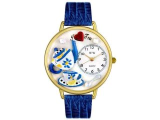 Tea Lover Royal Blue Leather And Goldtone Watch #G0310009