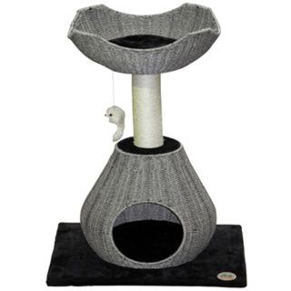 Go Pet Club 35 inch Grey Wicker Cat Tree and Bed   17213144