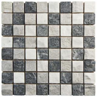 Merola Tile Griselda Square Charcoal 12 in. x 12 in. x 9 mm Natural Stone Mosaic Wall Tile FXLGRSQC