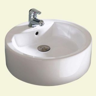 DECOLAV Classically Redefined Above Counter Round Vessel with Overflow and Single Hole Faucet Deck in White DISCONTINUED 1422 CWH