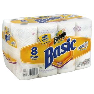 Bounty Basic Paper Towels, Prints, 1 Ply, 8 rolls   Food & Grocery
