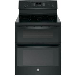 GE Profile 30 in. 6.6 cu. ft. Double Oven Electric Range with Self Cleaning Convection Oven (Lower Oven Only) in Black PB960DJBB