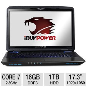 iBUYPOWER Valkyrie Series CZ 17 TG2 Gaming Laptop   3rd Gen Intel Core i7 3610QM 2.3GHz, 16GB DDR3, 1TB HDD, Blu ray Player/DVDRW, 3GB NVIDIA GTX 670M, 17.3 Full HD, Windows 7 Home Premium 64 bit