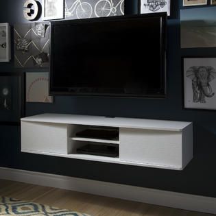South Shore Agora 56 Wide Wall Mounted Media Console Pure White