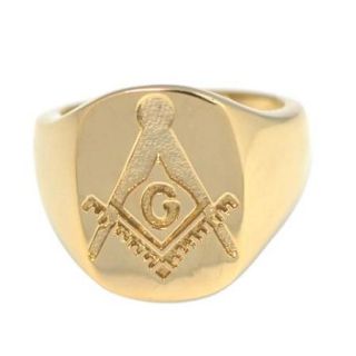 De Buman 14k Gold Overlay Masonic Symbol Ring Size 8
