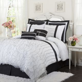 Amour Eternel Romana Black/White 4 piece Comforter Set   14681576