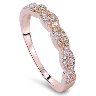 Pompeii 14KT Pink Gold Band .255CT Pave Geniune Diamond Ladies Wedding