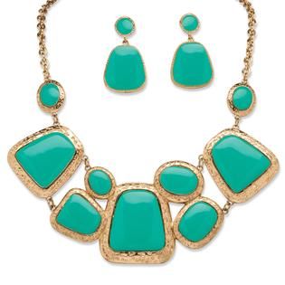 PalmBeach Jewelry 2 Piece Caribbean Blue Necklace And Earrings Set In