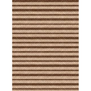 Woven Indoor/ Outdoor Summer Stripe Beige/ Brown Patio Rug (53 x 76)