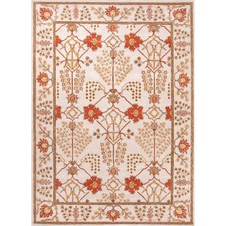 Hand tufted Transitional Oriental Pattern Ivory Rug (96 x 136