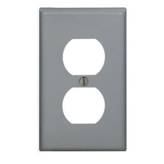 Leviton 1 Gang Midway Duplex Outlet Nylon Wall Plate, Gray R54 00PJ8 0GY