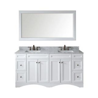 Virtu USA Talisa 72 in. W x 22 in. D x 35.24 in. H White Vanity With Marble Vanity Top With White Square Basin and Mirror ED 25072 WMSQ WH