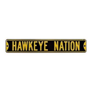 Authentic Street Signs SS 70114 Hawkeye Nation   Black Street Sign