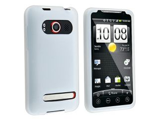 Insten Clear White Silicone Case + Privacy Screen Protector Compatible With HTC EVO 4G / Supersonic