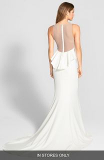 Amsale Back Detail Flared Silk Crepe Gown (In Stores Only)