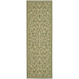 Safavieh Courtyard Olive/Natural 2 ft. 3 in. x 10 ft. Runner CY2098 1E06 210
