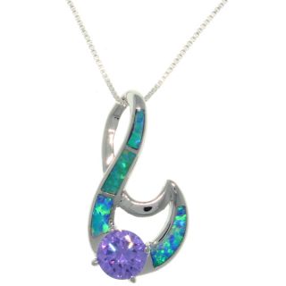 Carolina Glamour Collection Sterling Silver Created Opal and Purple CZ
